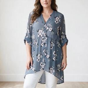 Torrid Lexie Gray Floral Hi Low Top Sz 1X